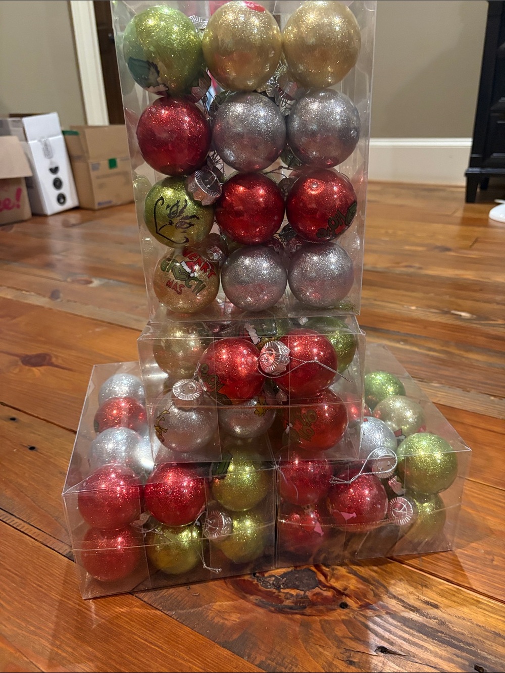 Holiday Grinch Ornament Set - Red, Green, Silver, Gold 4 packs of 24